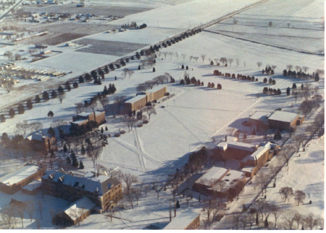 Aerial of Campus in Winter